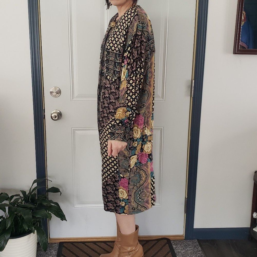 70s/80s Funk Paisley and Floral Sheath Dress - Picture 2 of 6